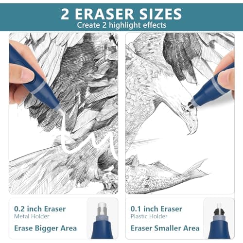 Foyucool Electric Eraser for Artists, 220pcs Refills & 2.3/5mm Sizes — view 3