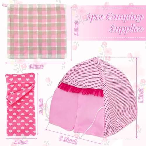 28Pcs Doll Clothes Travel Camping Tent Set, 11.5 Inch Dolls Accessories with Doll Tent Sleep Bag Clothes Picnic Mat Pet Supplies Travel Goods Pet Dog Eye Mask Shoes for Kids — view 3