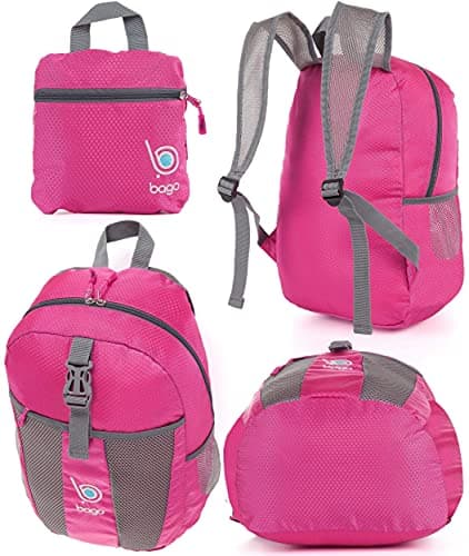 Bago Lightweight Small Hiking Backpack for Women and Men - 25L Travel Day Pack - Foldable Hiking Daypack Ultralight for Camping Outdoor Sports - Day Bag Packable Backpack for Travel (Pink) — view 5