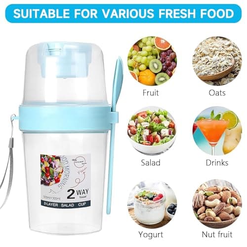 8 Pack Plastic Yogurt Pots with Lids, Reusable Overnight Oats Container — view 3