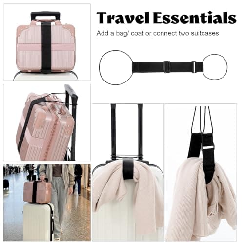 2 Pack Luggage Straps, Nylon Elastic Wrap Belts, Adjustable Travel Bungees for Suitcase Handle, Backpack, Purse Attachment — view 5