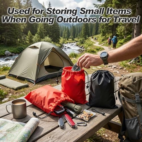 6 PCS Small Drawstring Bags Portable Travel Pouch Nylon Storage Bag — view 4