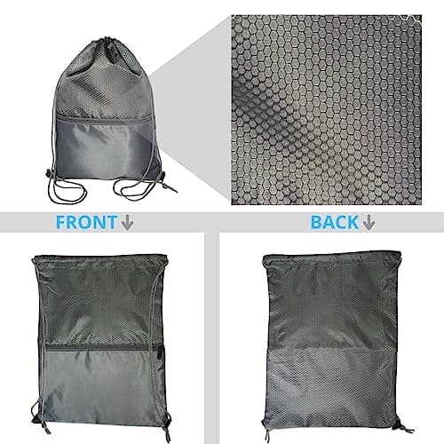 WESTEND CHOICE Drawstring Bag Rucksack Gym School PE Bag Swimming Sports Kids Adults Backpack Drawstring bag with zip pocket Travel bag (Dark grey) — view 3