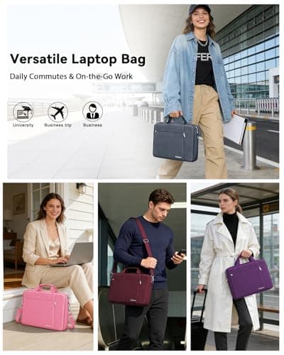 Ferkurn Laptop Bag Case 17 17.3 inch for Women Men Compatible with HP OmniBook Pavillion,Acer Aspire Nitro,IdeaPad,Precision,ASUS Vivobook,MSI,LG, Slim Strap Messenger Briefcase Computer Bag, Gray — view 3