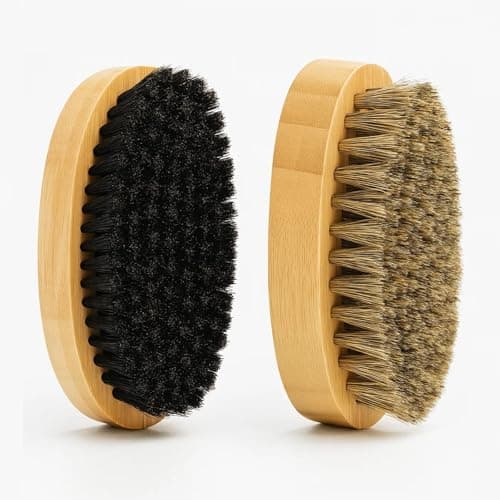 2 Pack Beard Brush For Men, Mens Hair Brush With Boar Bristle, Wave Brush For Styling, 11.3 X 5.5 cm, Includes Yellow And Black Bristles