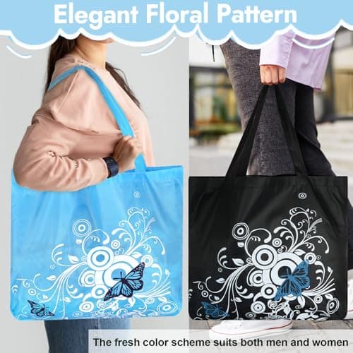 2 Pcs Foldable Shopping Bag, Beach Bag Reusable, Tote Bags Fold up in Pouch — view 2