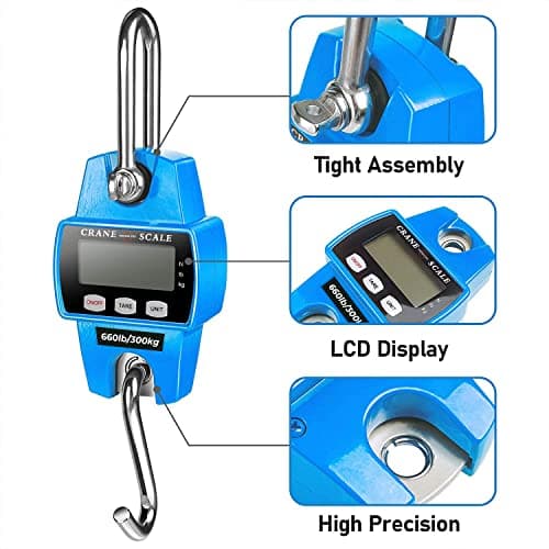 Digital Hanging Scale 660 LB 300 KG - Professional Heavy Duty Waterproof Fish Scale - Portable Durable Crane Scale for Luggage Weight Suitcase Hunting Farm Bike Bow Fish Weight Fishing Scale — view 3