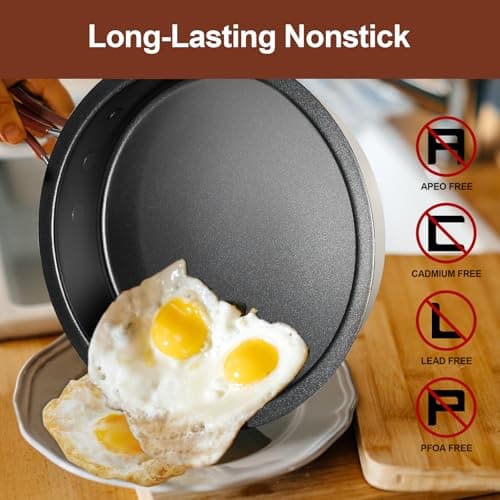 Odoland 10 pcs Camping Cookware Set, Non-Stick Lightweight Cooking Set with Plates Bowls Forks Knives and Spoons - Perfect for Backpacking, Camping, Hiking and Picnicking Milk White — view 3