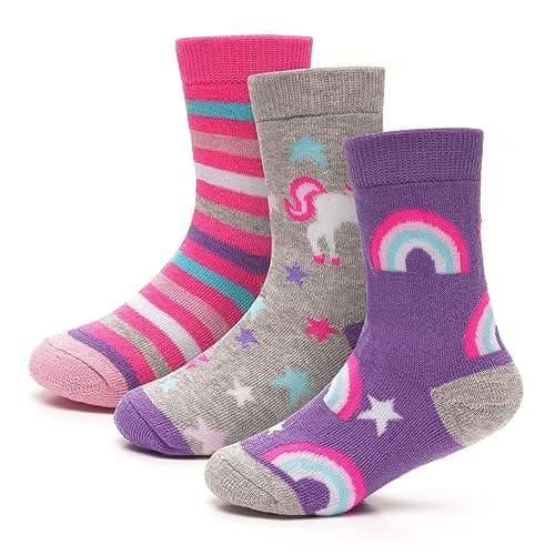Heatwave Pack Of 6 Kids Thermal Socks Boys Girls Winter Boot Warm Sock Walking Thick Heavy Boot Cosy Hiking Gift, Unicorn 9/12 (4-7 Years) — view 6