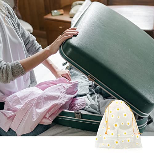 Jagowa 5pc Waterproof Shoe Storage Bags - 30x35cm Transparent Drawstring Pouches for Organizing Clothes and Travel Accessories in Luggage. — view 5