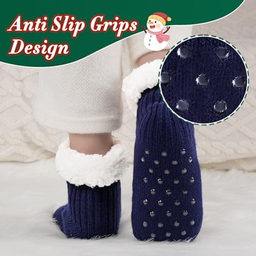 SockWaddles Slipper Socks for Women & Men, Non Slip, Thermal Winter Navy — view 4