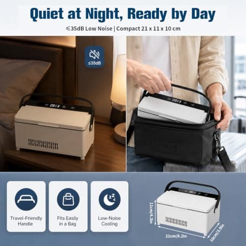Insulin Cooler Travel Case Portable – Electric Medication Cooler Box for 3 Insulin Pens and Cartridges, with 13600mAh Battery & 0-18°C Precise Temperature Control, Rugged Aluminum Interior — view 4