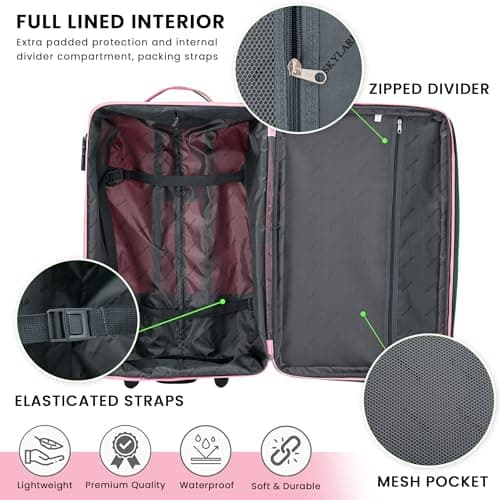 26" Medium Suitcase Super Lightweight Luggage 20% Expandable Combination Lock 2 Wheel Soft Shell Hold Check in Luggage for 15 to 20kg — view 5