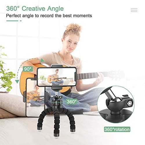JUMKEET Phone Tripod, Mini Portable Tripod with Bluetooth Control, Flexible Octopus Style Camera Mount Desk Travel Outdoor Compatible with iPhone & Android Phones, Cameras, GoPro — view 2