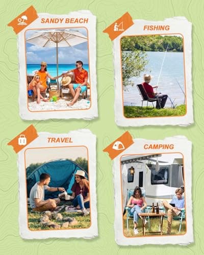 Trongle Ultra Lightweight Camping Chair for Adults, Portable Camping Chairs with Pocket & Carry Bag, Compact Heavy Duty Folding Chairs for Travel, Backpacking, Hiking, Picnics, Fishing (Orange) — view 6
