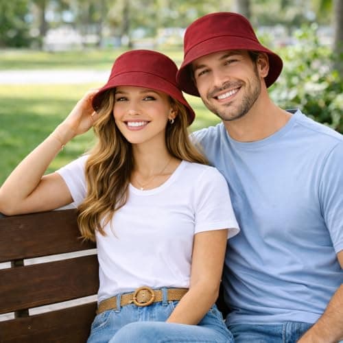 COSHAL® Unisex Bucket Hat Reversible Mens Womens Cotton Fisherman Hats for Hunting, Camping, Hiking, Travelling, Fishing Adult Football Summer Sun Hat Plain Colours Size 56-58cm (Maroon) — view 6