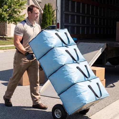 Dntorx 4 Pack 90L Moving Bags,Waterproof Moving Boxes with Zips,Light Blue — view 6