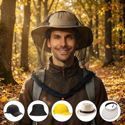Mosquito Net Head Cover for Outdoor Use, Extra Large & Long Fine Mesh Head Midge Net, Lightweight Bug Protection for Camping, Hiking, Fishing, Gardening & Travel, Fits All Hats for Men & Women — view 5