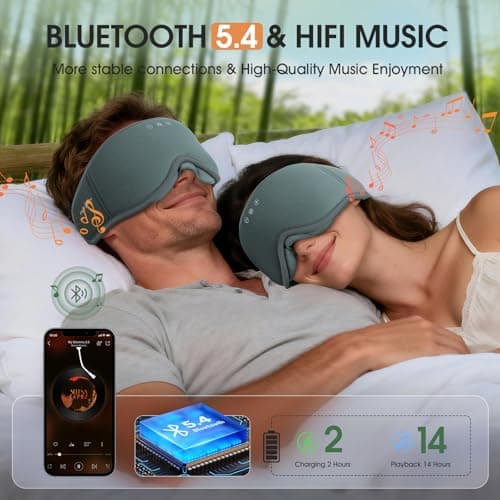 MUSICOZY 3D BambooCotton Sleep Mask Headphone for Side Sleeper 100%Blackout — view 6