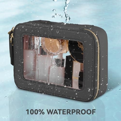 Prite Clear Makeup Bag Cosmetic Case Travel Toiletry Bag, Black, Standard — view 5