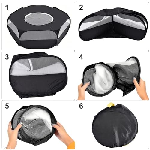 Small Animal Cage, Hamster Playpen, Guinea Play Pen with Cover, Outdoor/Indoor Pet Pop up Playpen, Hamster Run Playpen Tent Perfect for Rabbit Guinea Pig Rat Puppy (Black) — view 5