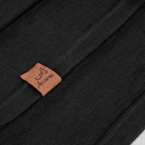 ACUSHLA 100% Merino Wool Neck Gaiter, Ski Mask Neck Warmer Unisex, Black — view 6
