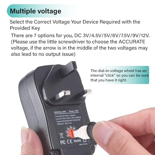Multi Voltage Power Adapter, Reversible Polarity 30W Universal 3V 4.5V 5V 6V 7.5V 9V 12V Power Supply Adapter Charger for Keyboard Routers Speakers Pedals CCTV Cameras TV Box Audio — view 3