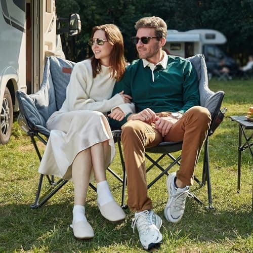 EVER ADVANCED Camping Chair Double for Adults 6cm Padded 320kg Light Grey — view 2