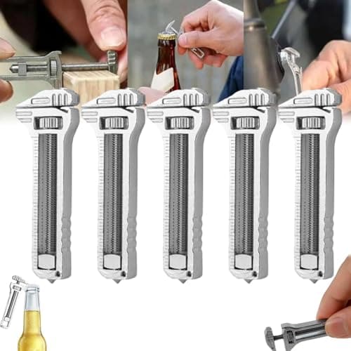 YUEHISY Mini Multitool Wrench, Portable 5 in 1 Adjustable Wrench, Bottle Opener, Compact Alloy Steel Keychain Tool, for Camping Hiking Travel — view 5