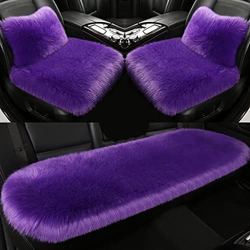 Universal Car Seat Cushions Pad for Dodge Magnum Neon Charger Challenger Durango Viper, 5 Seats Faux Long Wool Soft Warm Winter Seat Covers Supports