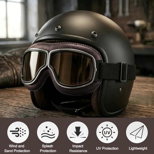 KASESSS Bike Motorcycle Goggles for Riding, Vintage Motocross Goggles, Foldable Ski Goggle, Windproof & Dustproof Dirt Bike Goggle, Padded Soft Thick Foam for Men Women Motorcycle Helmet Compatible — view 4