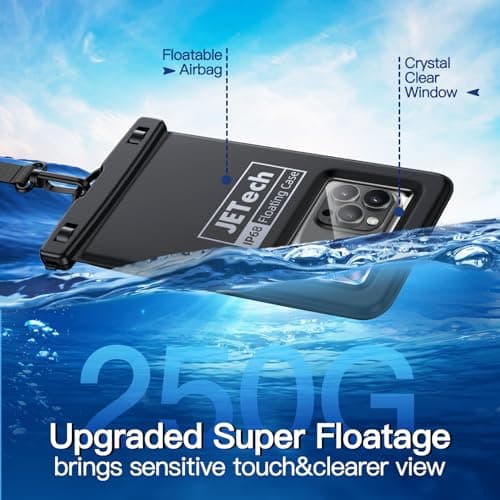 JETech IPX8 Waterproof Phone Pouch, Floating Dry Bag, Black, 2-Pack — view 3