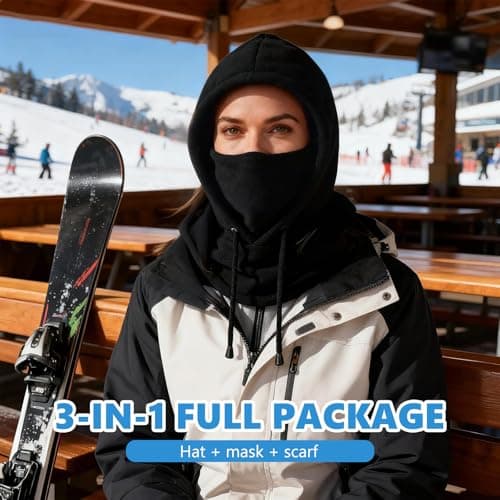 SNBUHA Balaclava Windproof Ski Mask, Soft and Adjustable Winter Neck Warmer, Outdoor Fleece Hood Face Cover Hat for Men Women Running Skiing Cycling Motorbikes Hiking, Black — view 4