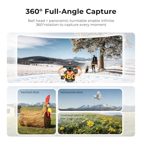 K&F CONCEPT 73"/187cm Compact Travel Tripod for DSLR Camera and Phone — view 5