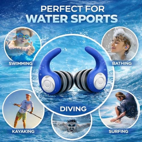 Swimming Ear Plugs for Adults Kids with Lanyard, 3 Pairs Swim Earplugs — view 6