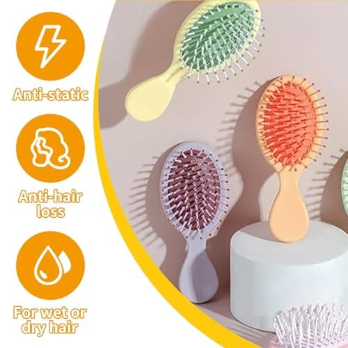 8 Pack Mini Wet Hair Brush, Eight Color Air Bag Combs — view 3