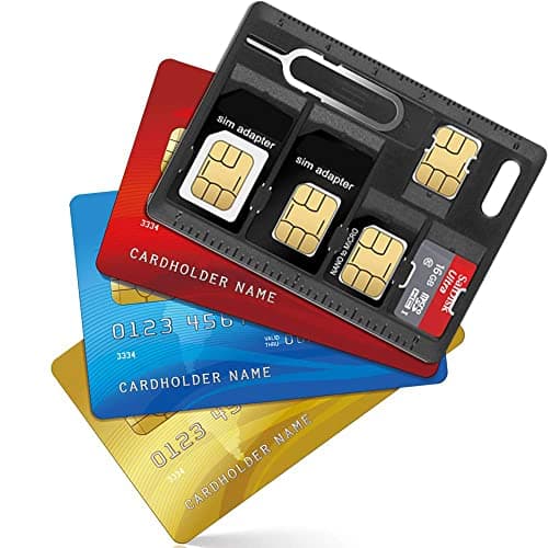 CKANDAY SIM Card Holders with Tray Opener Pins, Card Storage Tool Set for Standard Micro Nano Micro-SD Memory Cards, with 3 Card Adapters and 1 Eject Pins - Black — view 3