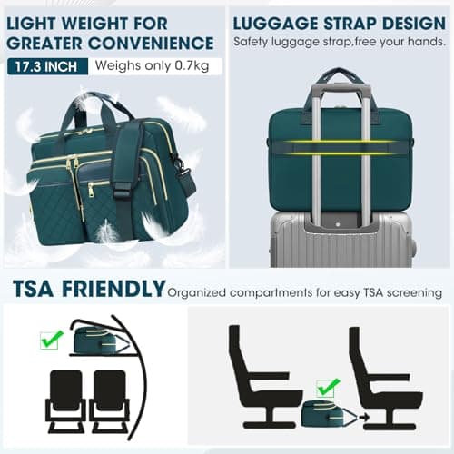 RAINSMORE Laptop Bag for Women 17.3 inch Laptop Briefcase Large Laptop Case Work Computer Bag Messenger Bag for Women Business Office Travel College Green — view 6