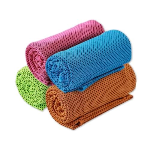 BAISEBAOFU 4 Pack Cooling Towels Soft Breathable Instant Cooling Towel Reusable Sweat Absorbent Towel for Gym Running Golf Camping Workout for Men and Women (4)
