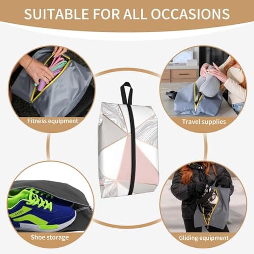Pink Rose Gold, Travel Shoe Bags 2 Pack, Waterproof Shoe Storage Bags, Shoe Organizer for Travel and Home — view 6