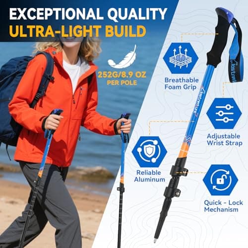 Clostnature Lightweight Adjustable Walking Poles, 2 Pack Trekking Poles — view 2