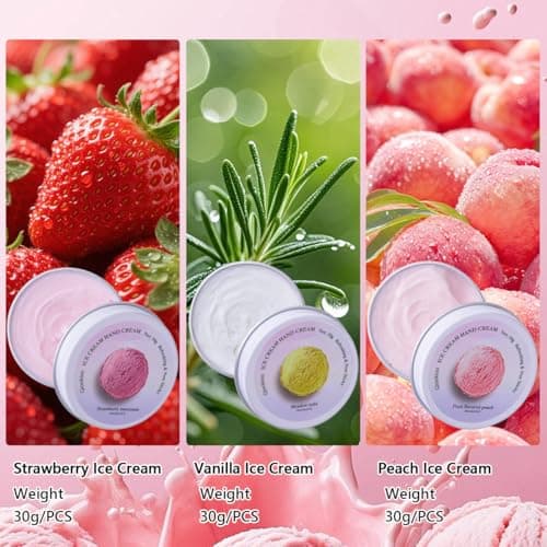 Qiookioo Ice Cream Hand Cream,Moisturizing Lotion for Dry Hands,Whipped Texture Scented Body Butter,Quick Absorbing Shea Butter Cream for Women & Men,Christmas Gift — view 4