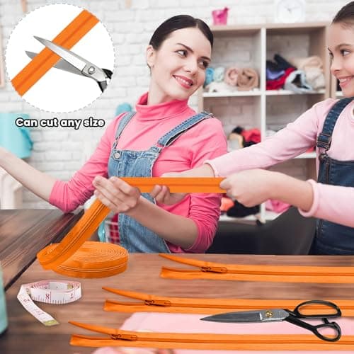 DOITEM #5 Nylon Coil Zippers by The Yard Bulk 10 Yards 9 Meters with 20pcs Zipper Sliders for DIY Sewing Tailor Craft Bag Garment Home Textile (Orange, #5) — view 6