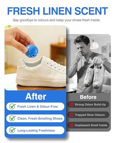 Shoe Deodorizer Balls, 10 Pack Odour Eliminator for Shoes, Trainers, Boots, Gym Bags and Lockers(Linen Fresh) — view 2