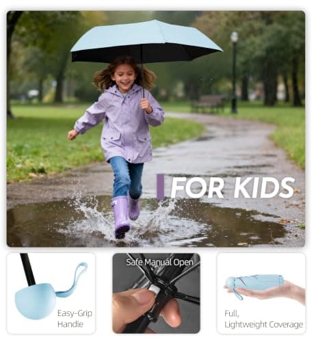 LILAC Mini Compact Umbrella, Lightweight Folding Parasol UPF 100 Rain Gear — view 6