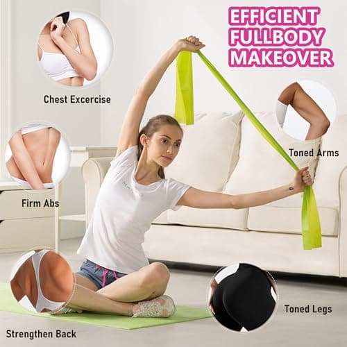 Resistance Band Set, Exercise Bands with 3 Different Resistance Levels, Long Resistance Bands Set For Women/Men, Ideal for Strength Training, Yoga, Gym, Pilates (1.8m*15cm) — view 5