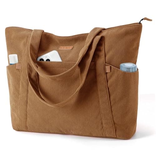 Lekespring Laptop Tote Bag for Women - Large Capacity Shoulder Bag with Zip and Pocket for College School Work Travel Shopping(Orange)