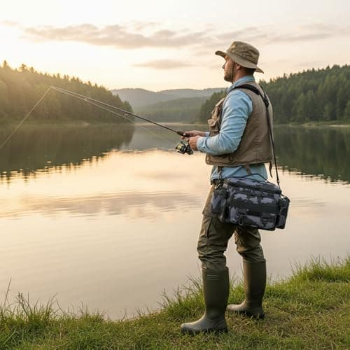 Fishing Tackle Bag, Waterproof Shoulder Backpack for Carp Fishing, Portable Organizer Pouch with Multi-Function Storage, Outdoor Camouflage Hiking Travel Pack, 25 * 16 * 11CM (Black) — view 4