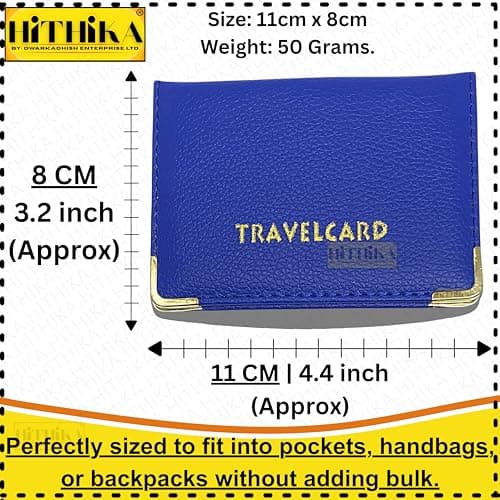 HITHIKA - New Leather Oyster Travel Card Bus Pass Holder Wallet Rail Card Cover CASE (Blue) — view 2