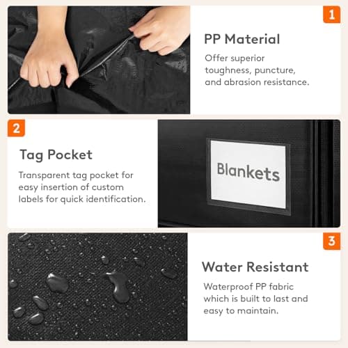 Lifewit 6 Pack Large Moving Bags with Lids and Sturdy Handles, Black — view 5